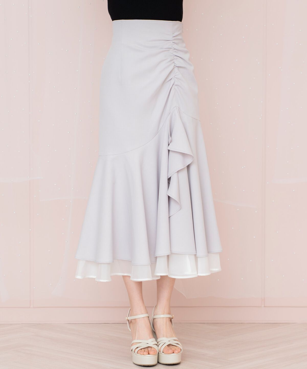 WILLSELECTION「シアーヘムギャザーマーメイドスカート」|フレア|