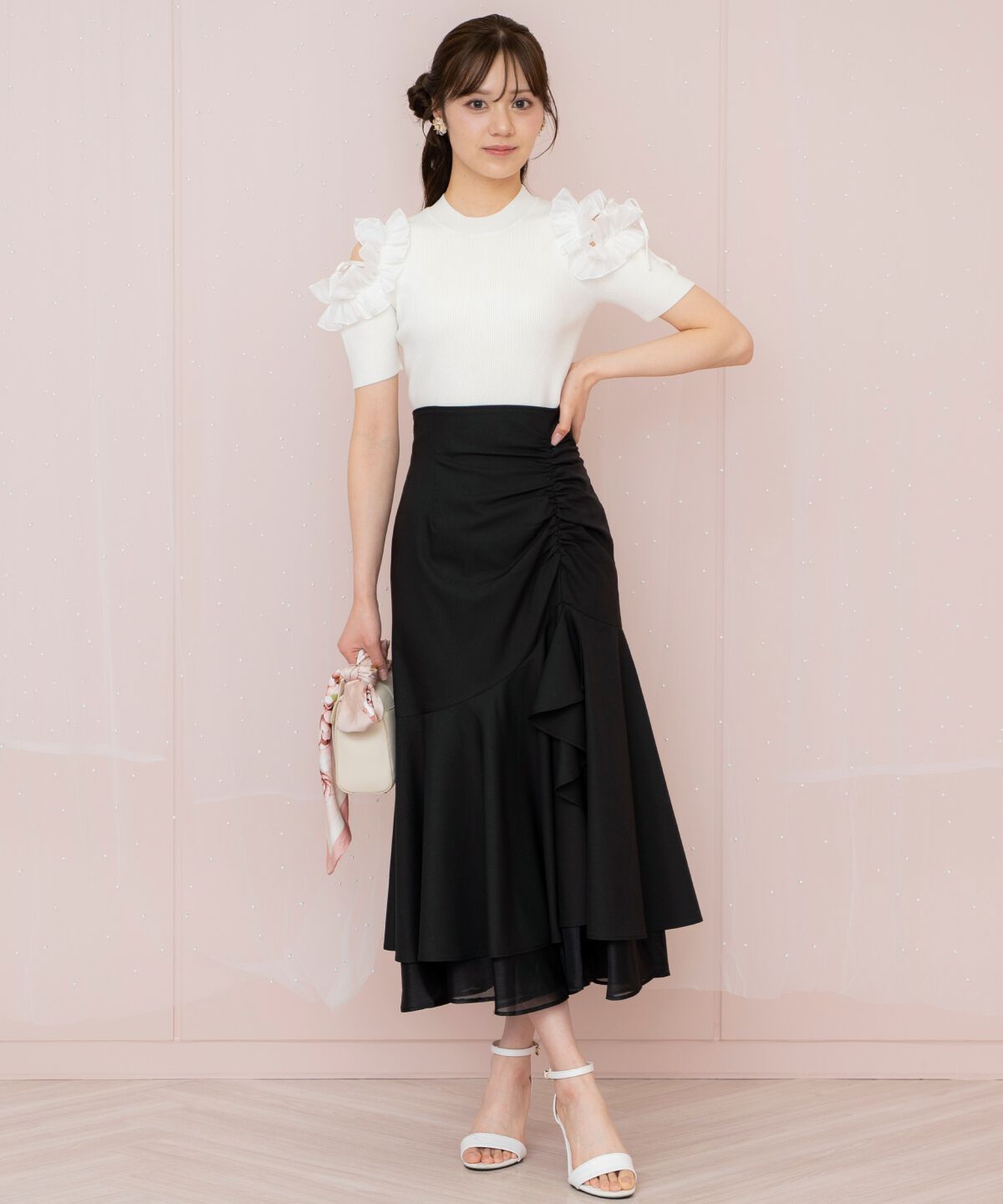 WILLSELECTION「シアーヘムギャザーマーメイドスカート」|フレア|