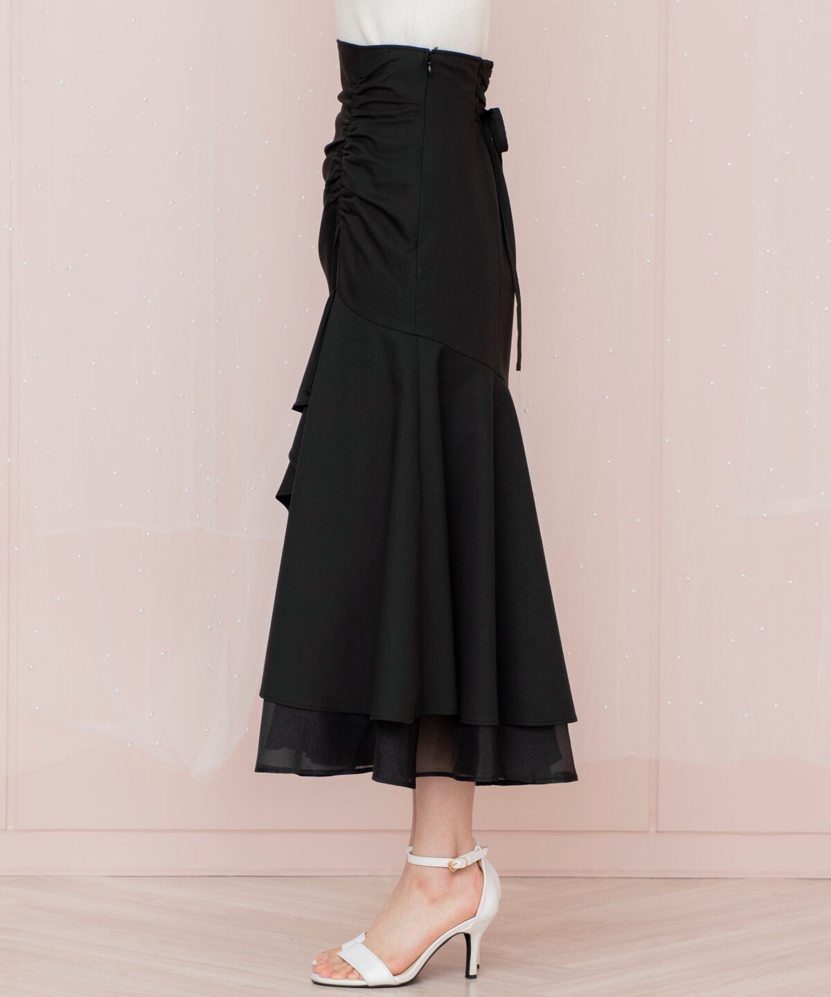 WILLSELECTION「シアーヘムギャザーマーメイドスカート」|フレア|