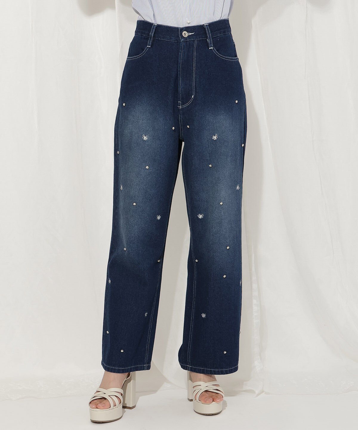 WILLSELECTION「WS刺繍ビジュー付きデニムパンツ」|その他|