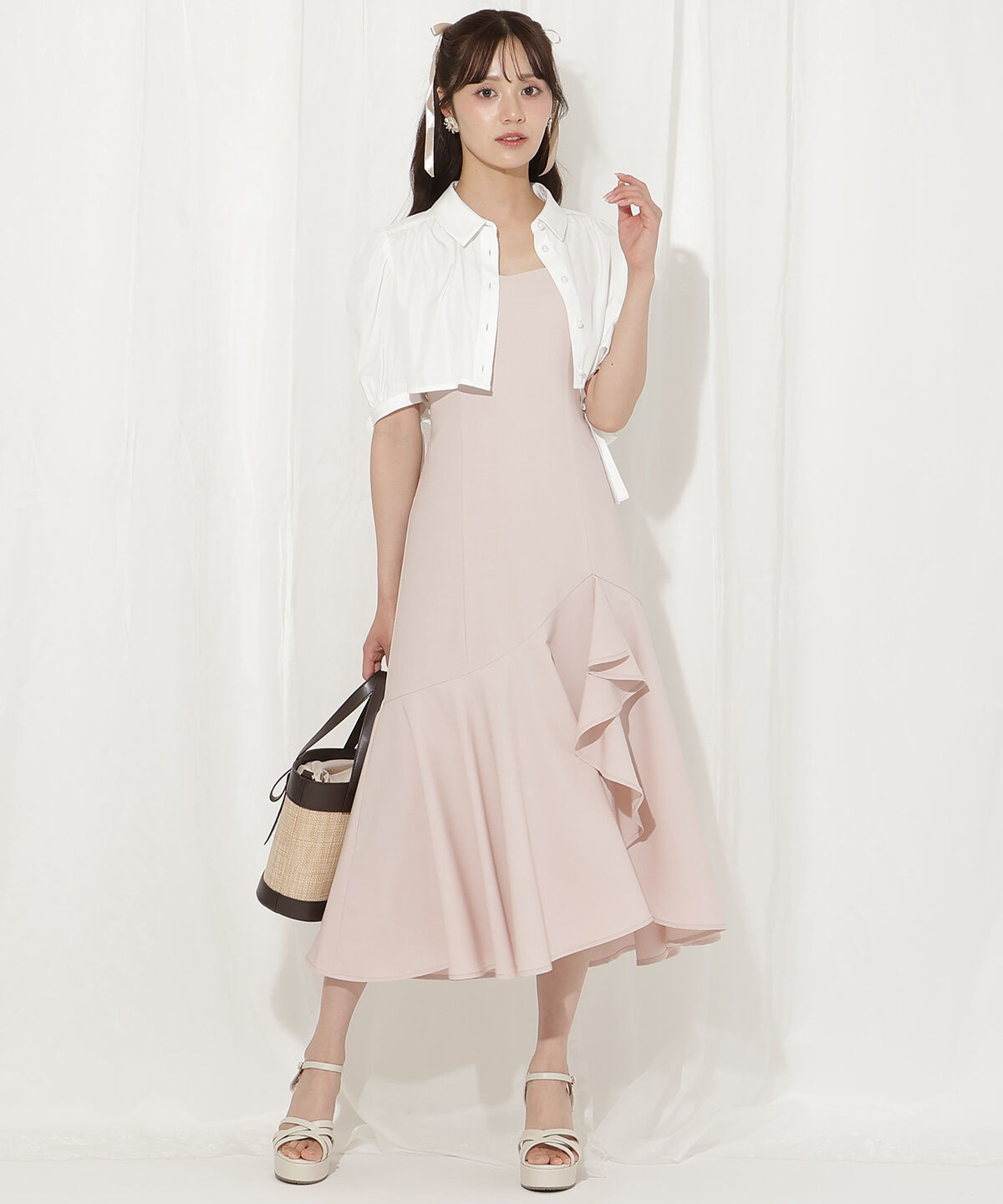 WILLSELECTION「クロップドブラウス＋キャミワンピースセット」|ワンピース|ピンク