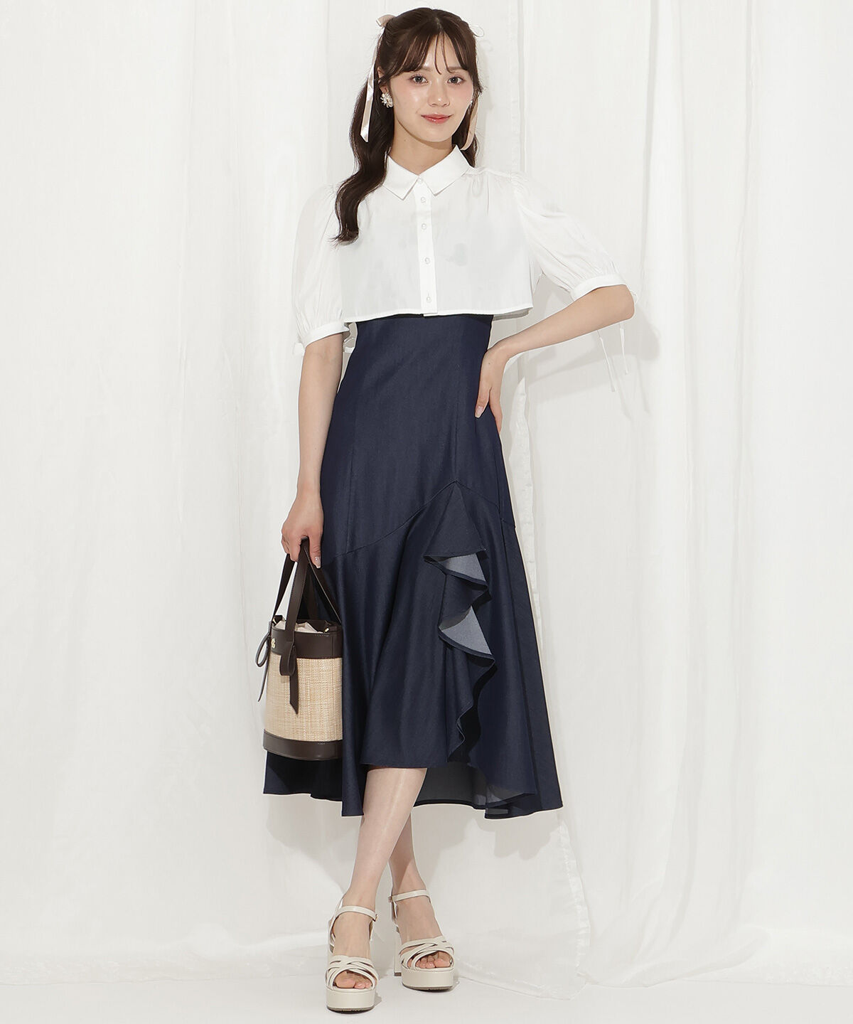 WILLSELECTION「クロップドブラウス＋キャミワンピースセット」|ワンピース|