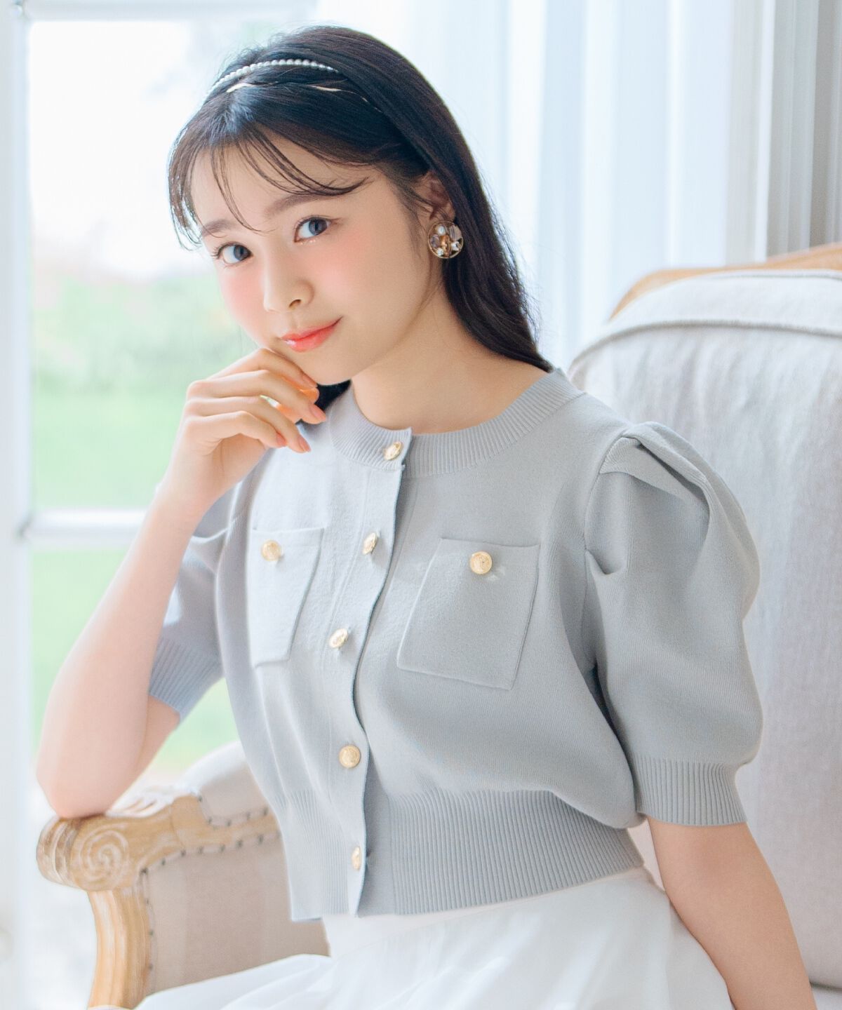 WILLSELECTION「ポケットデザインパフカーディガン」|カーディガン|サックス