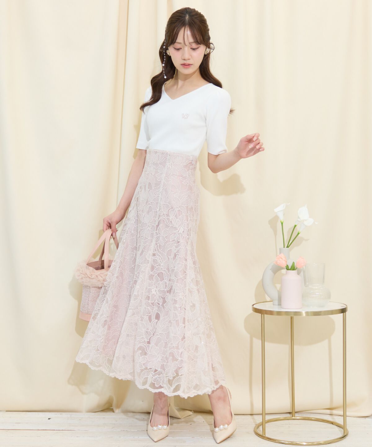 WILLSELECTION「スパンコールレースマーメイドスカート」|フレア|