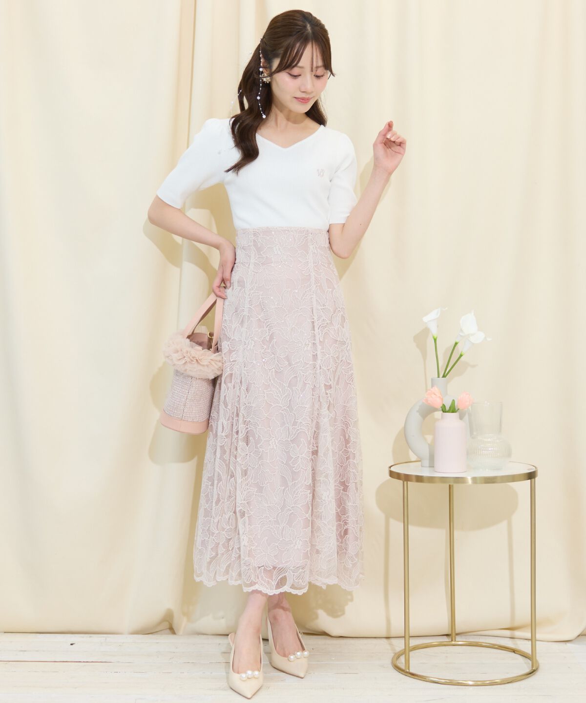 WILLSELECTION「スパンコールレースマーメイドスカート」|フレア|