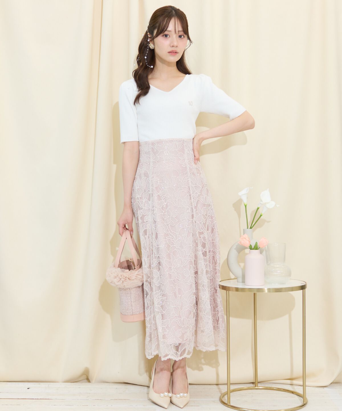 WILLSELECTION「スパンコールレースマーメイドスカート」|フレア|