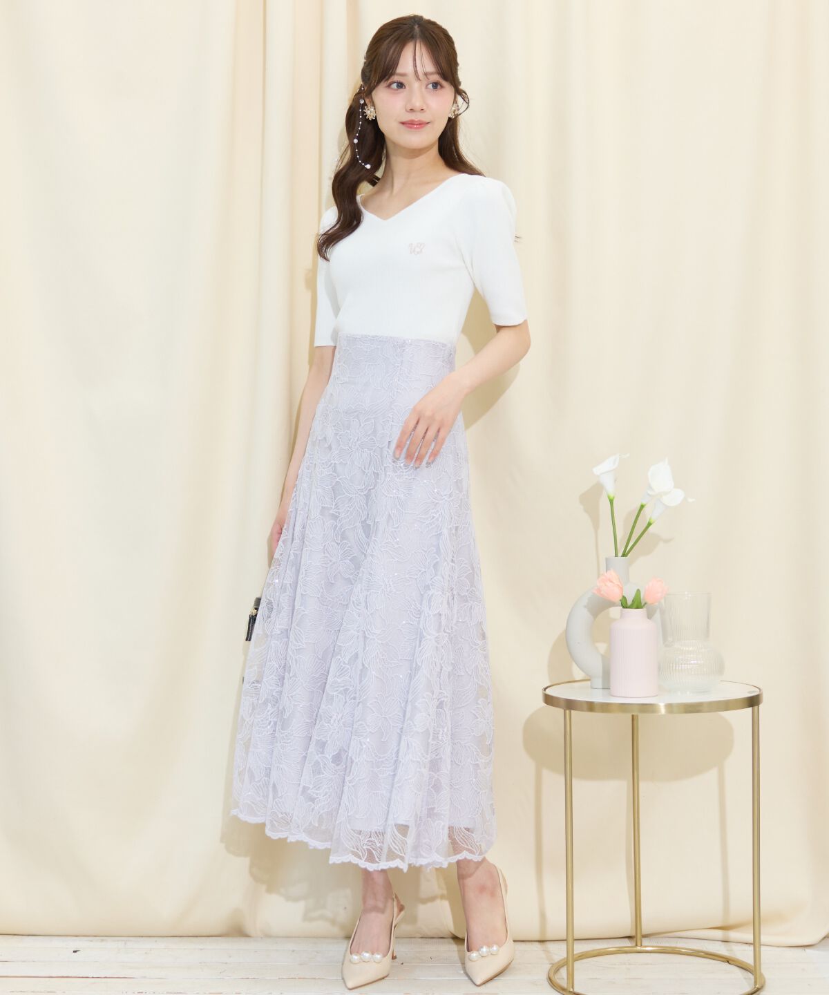 WILLSELECTION「スパンコールレースマーメイドスカート」|フレア|