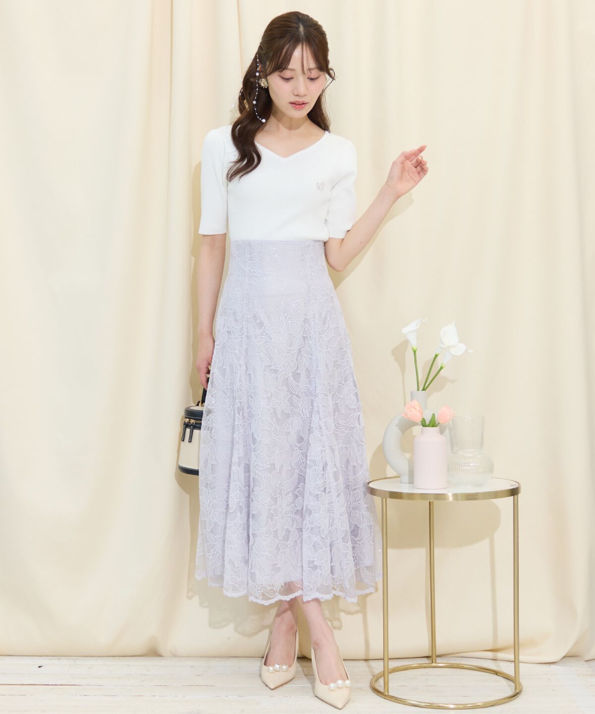 WILLSELECTION「スパンコールレースマーメイドスカート」|フレア|