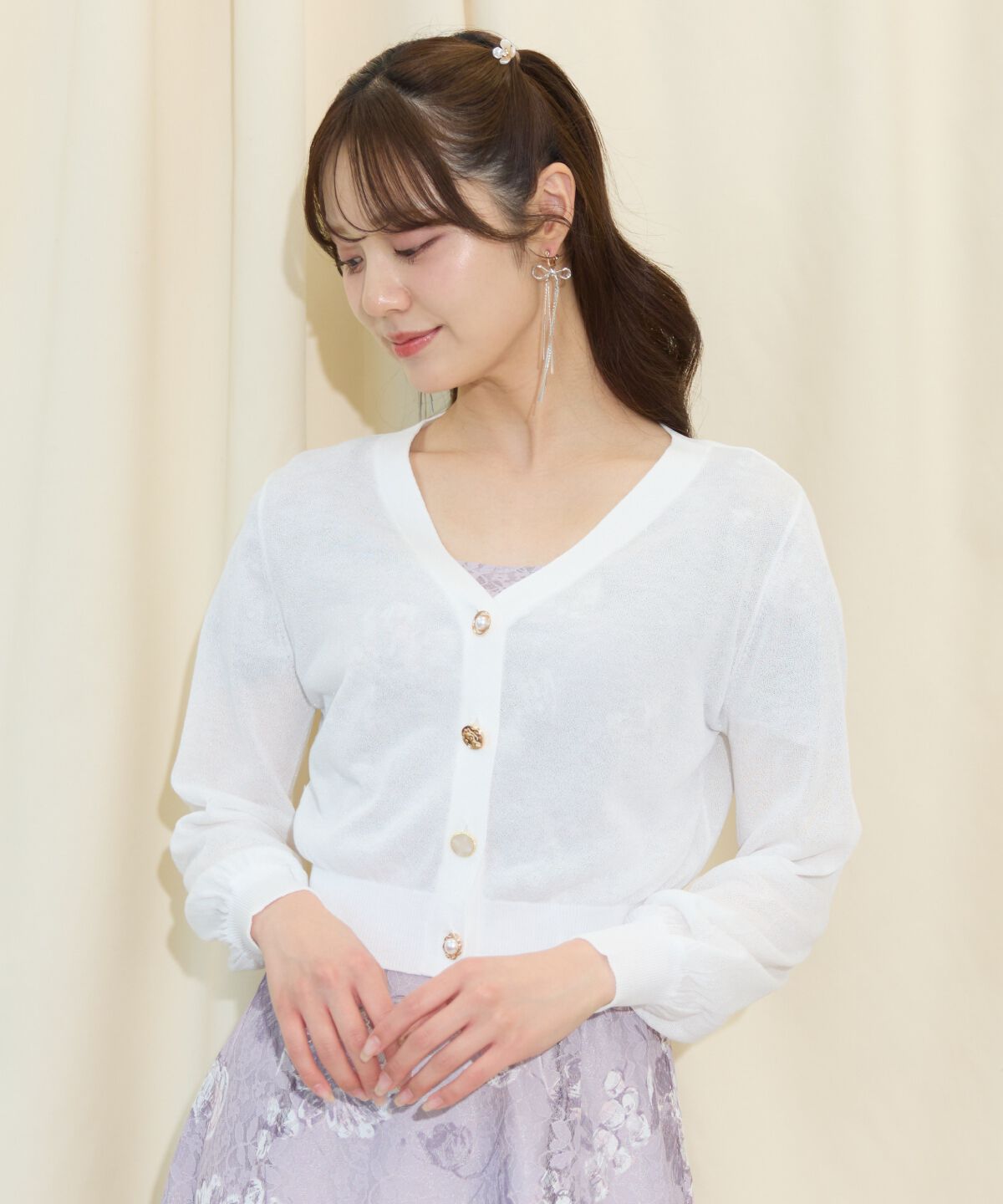 WILLSELECTION「アソートボタンシアーカーディガン」|カーディガン|