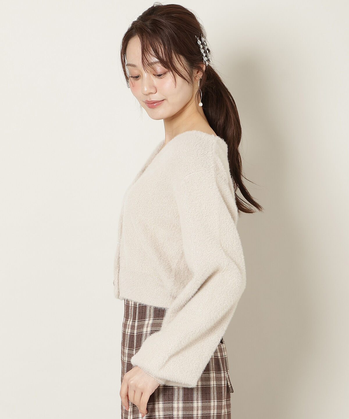 WILLSELECTION「アソートボタンラメフェザーカーディガン」|カーディガン|