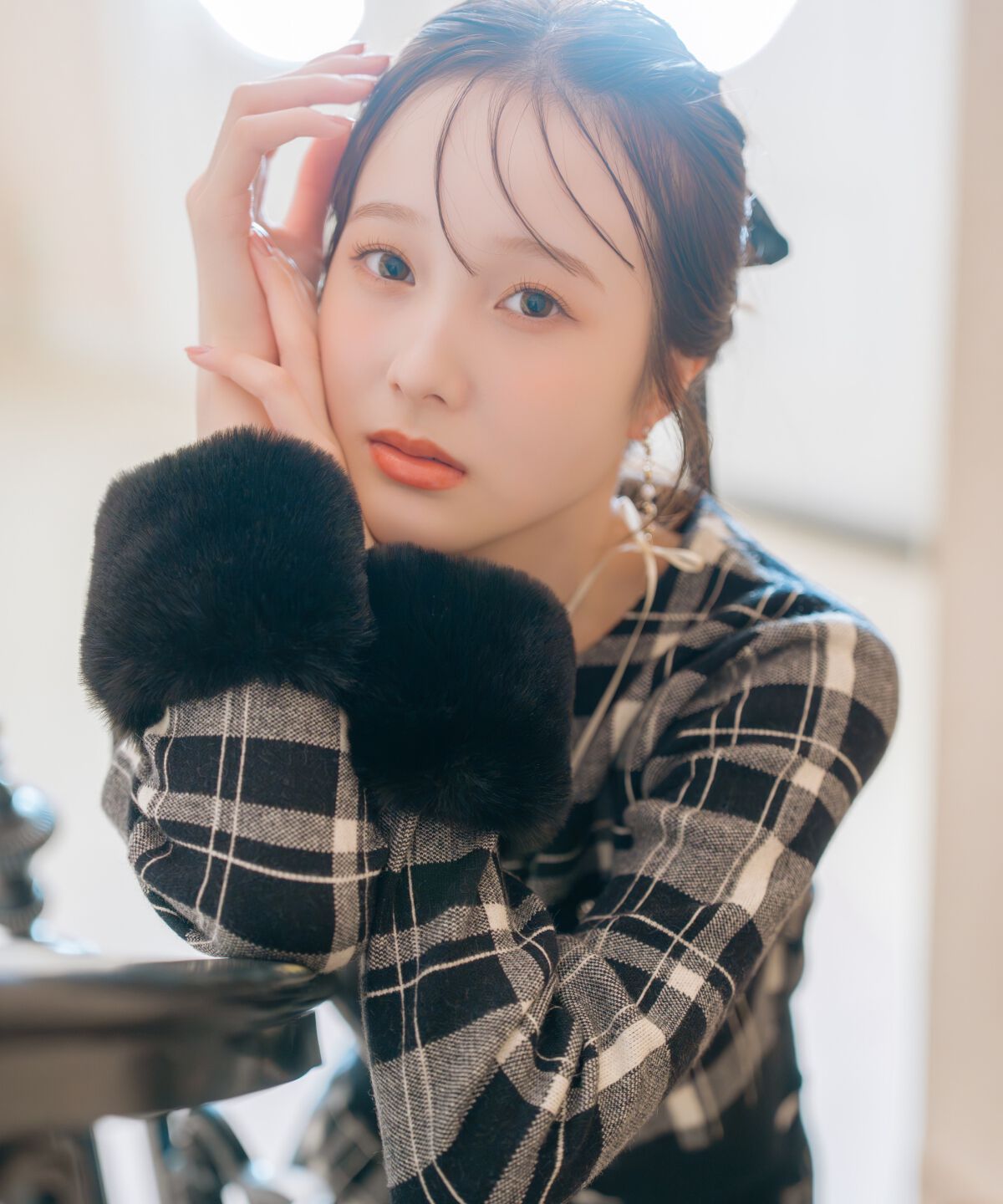 WILLSELECTION「チェック柄ファーカフスカーディガン」|カーディガン|