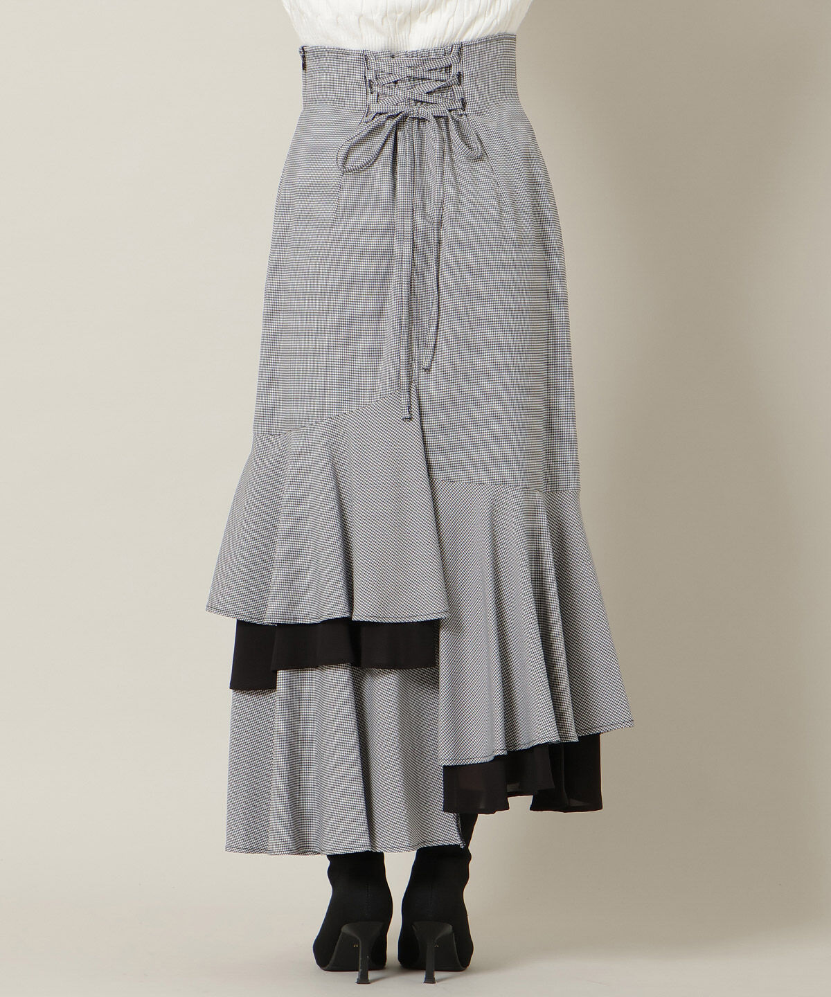 WILLSELECTION「アシンメトリーレイヤードヘムスカート」|フレア|