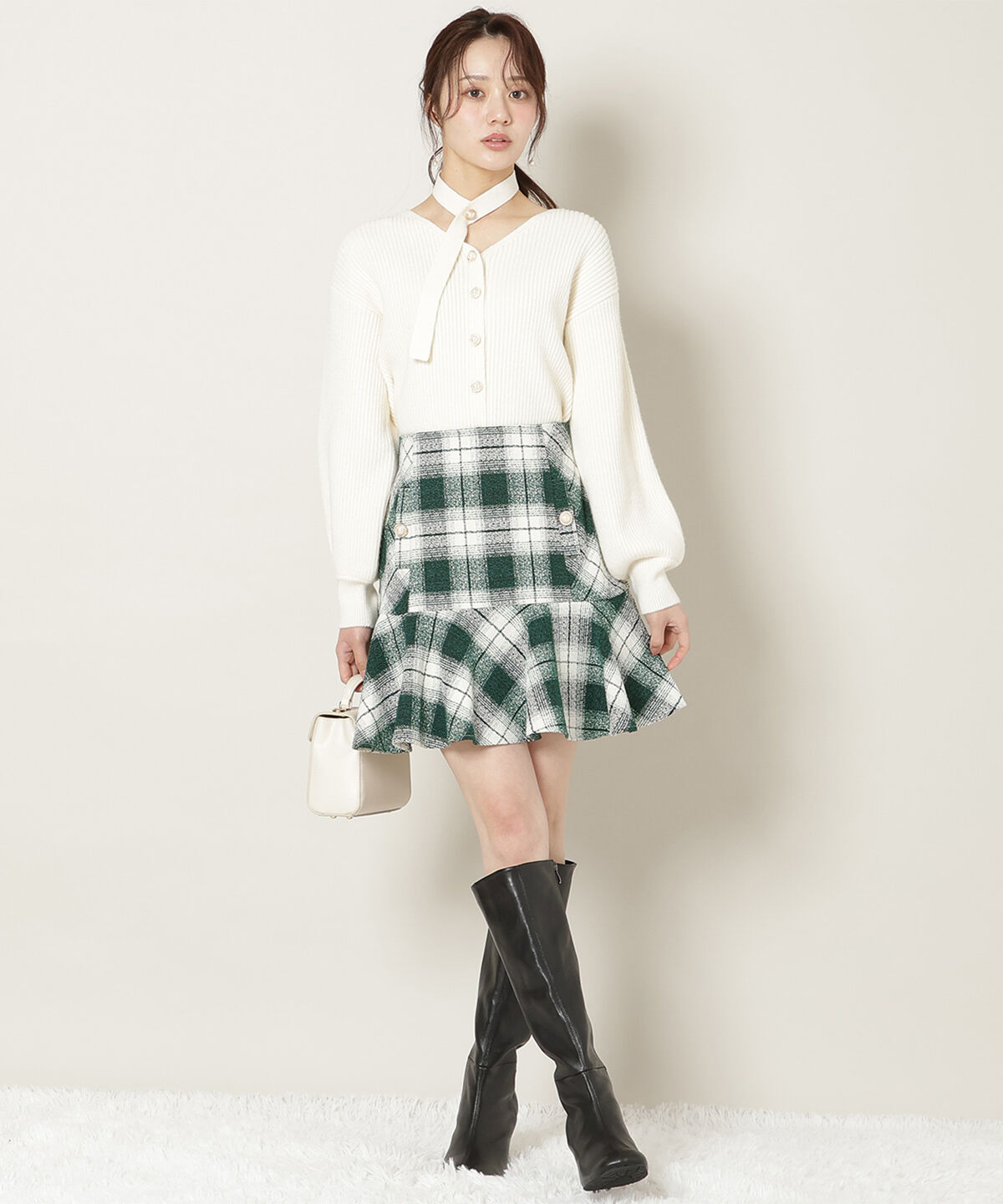 WILLSELECTION「ヘムフレアツイードミニスカート」|フレア|