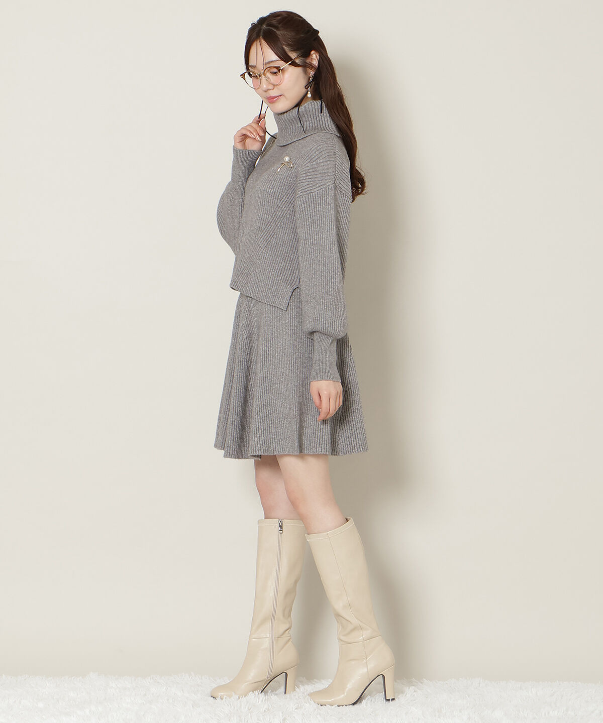 WILLSELECTION「オフタートル&times;スカートニットSETUP」|ワンピース|