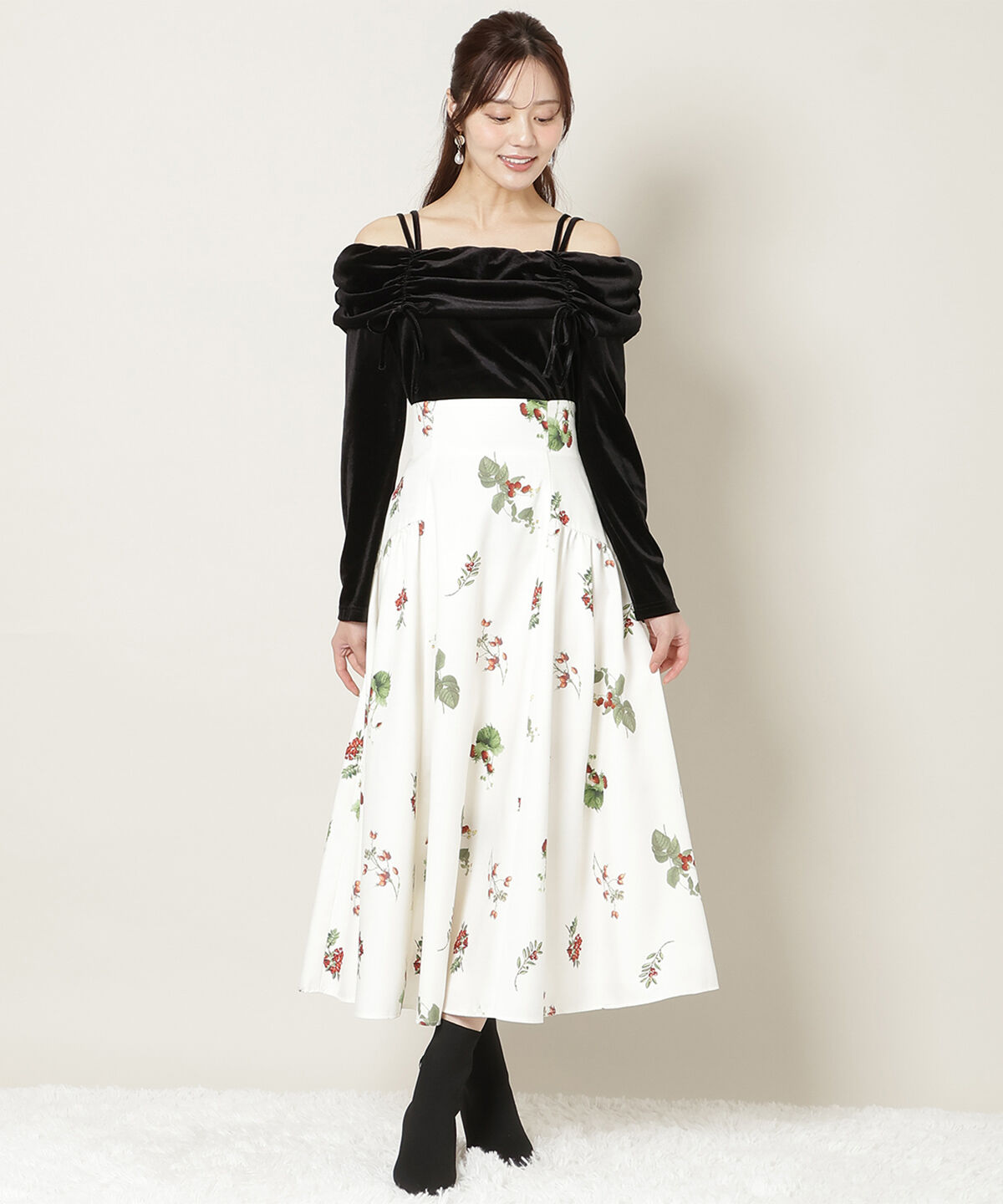 WILLSELECTION「ギャザーオフショルベロアトップス」|ニット・セーター|