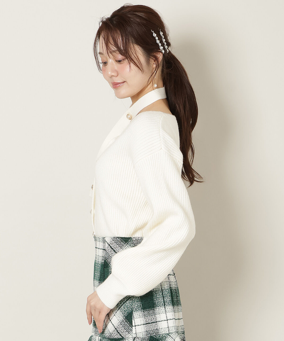 WILLSELECTION「Vネックチョーカーリブニット」|ニット・セーター|