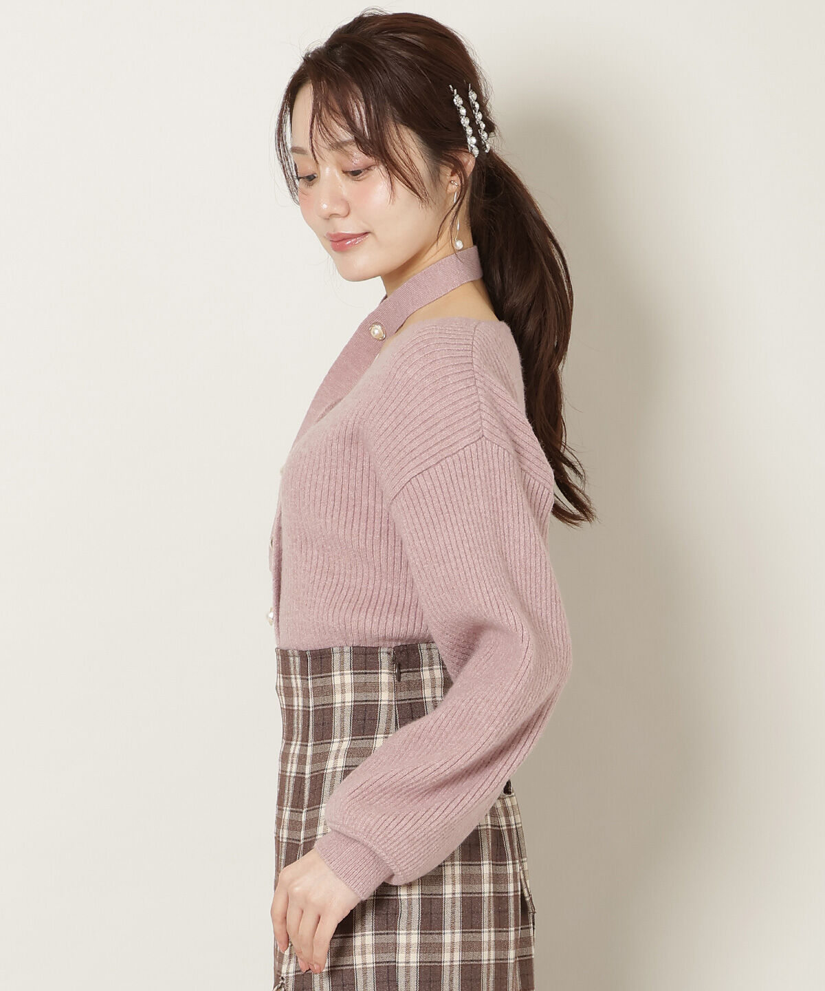 WILLSELECTION「Vネックチョーカーリブニット」|ニット・セーター|