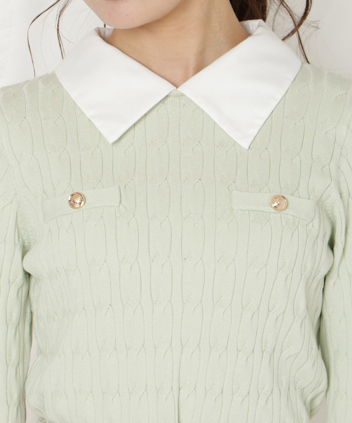 WILLSELECTION「リボンカフスドッキングケーブルニット」|ニット・セーター|