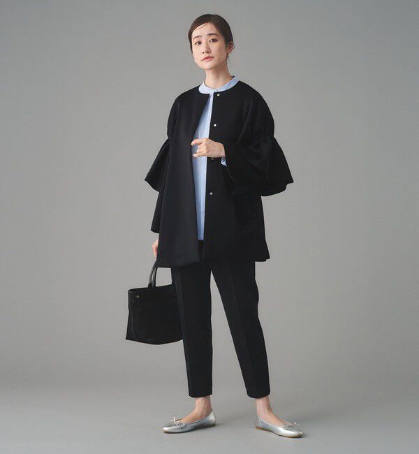 UNITED ARROWS「SPONGY フレアスリーブ コート」|ノーカラーコート|