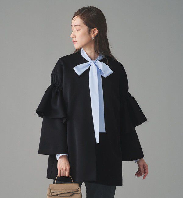 UNITED ARROWS「SPONGY フレアスリーブ コート」|ノーカラーコート|