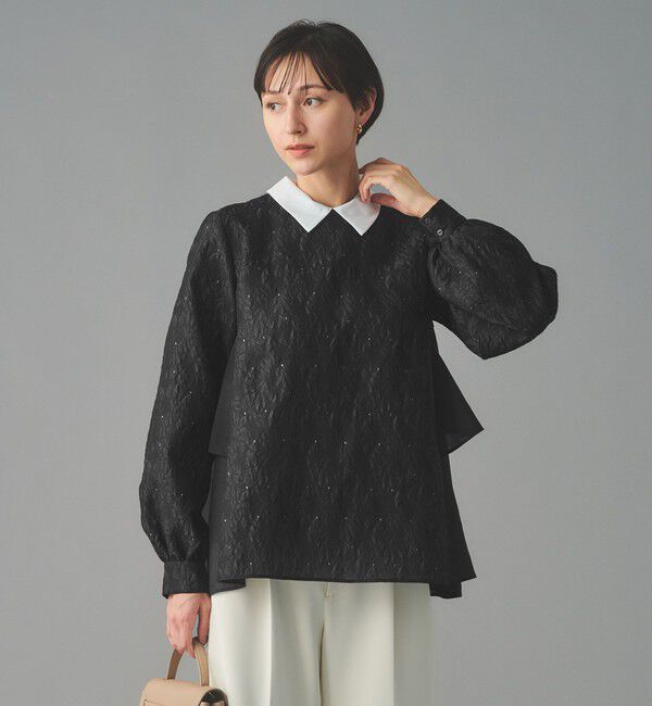 UNITED ARROWS「GISHA 2トーン ジャガード ブラウス」|シャツ・ブラウス|