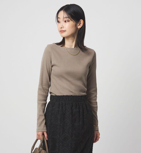 UNITED ARROWS green label relaxing「ラメ リブ ボートネック カットソー」|Tシャツ・カットソー|