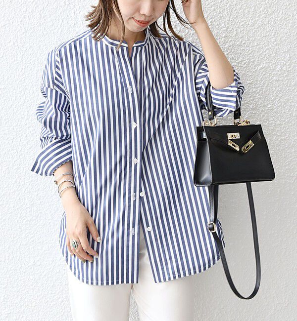 SHIPS any「SHIPS any:〈洗濯機可能〉REPREVE バンド カラー シャツ」|シャツ・ブラウス|