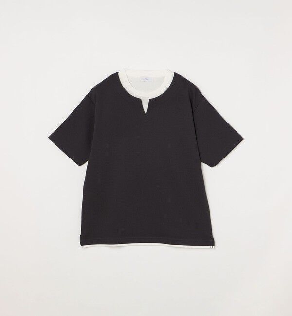 SHIPS any「【WEB限定】SHIPS any: キーネック ジャカード フェイクレイヤード Tシャツ◇」|Tシャツ・カットソー|