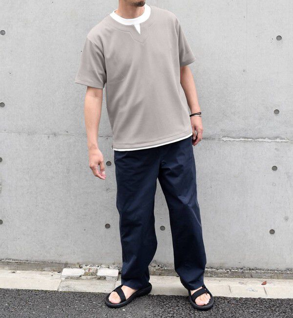 SHIPS any「【WEB限定】SHIPS any: キーネック ジャカード フェイクレイヤード Tシャツ◇」|Tシャツ・カットソー|