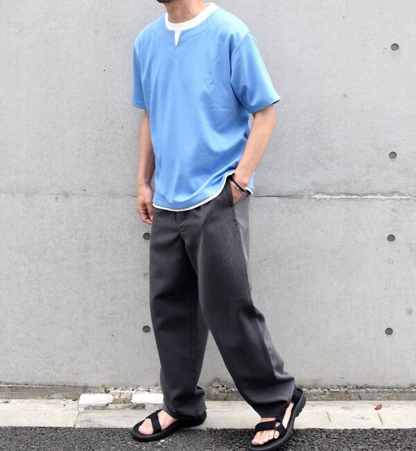 SHIPS any「【WEB限定】SHIPS any: キーネック ジャカード フェイクレイヤード Tシャツ◇」|Tシャツ・カットソー|