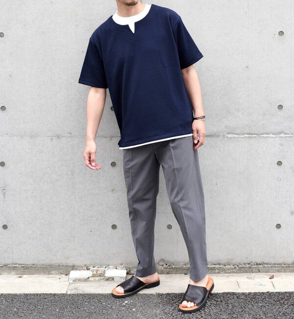 SHIPS any「【WEB限定】SHIPS any: キーネック ジャカード フェイクレイヤード Tシャツ◇」|Tシャツ・カットソー|