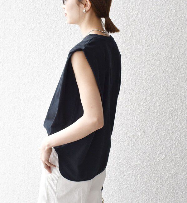 SHIPS any「SHIPS any:〈抗菌防臭/洗濯機可能〉USAコットン ラウンドヘム ノースリーブ TEE」|Tシャツ・カットソー|