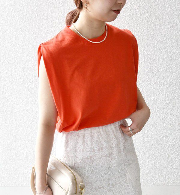 SHIPS any「SHIPS any:〈抗菌防臭/洗濯機可能〉USAコットン ラウンドヘム ノースリーブ TEE」|Tシャツ・カットソー|