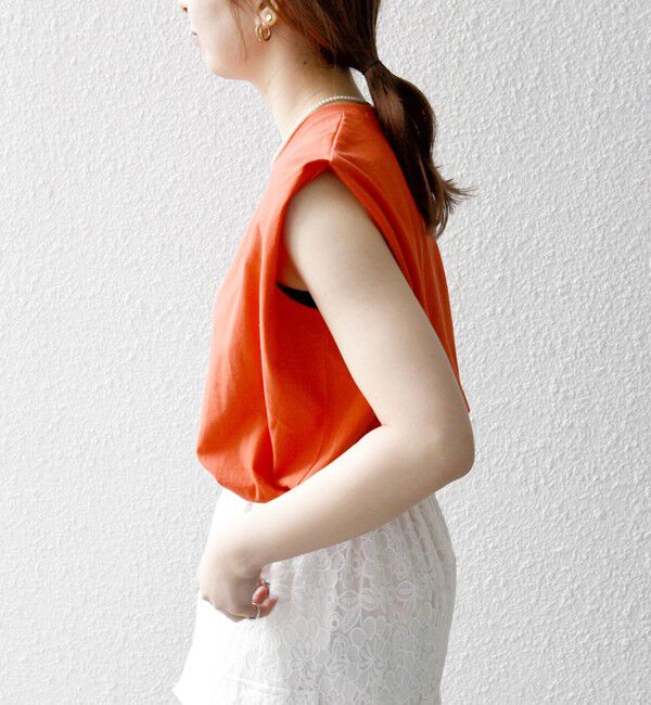 SHIPS any「SHIPS any:〈抗菌防臭/洗濯機可能〉USAコットン ラウンドヘム ノースリーブ TEE」|Tシャツ・カットソー|