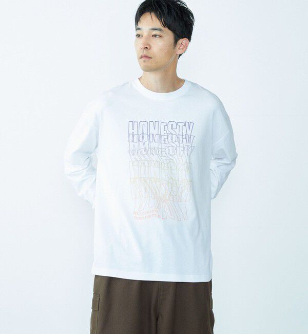 SHIPS「City Ambient Products: グラフィックプリント ロングスリーブTシャツ(ロンT)」|Tシャツ・カットソー|