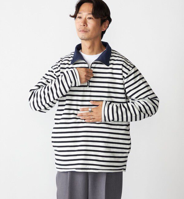 SHIPS「SHIPS: リバーシブル ボーダー フリース ハーフジップ プルオーバー」|プルオーバー|