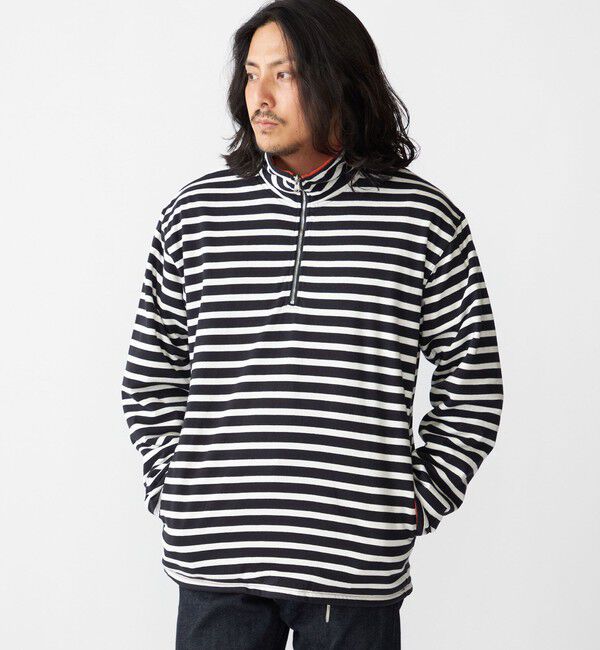 SHIPS「SHIPS: リバーシブル ボーダー フリース ハーフジップ プルオーバー」|プルオーバー|ネイビー