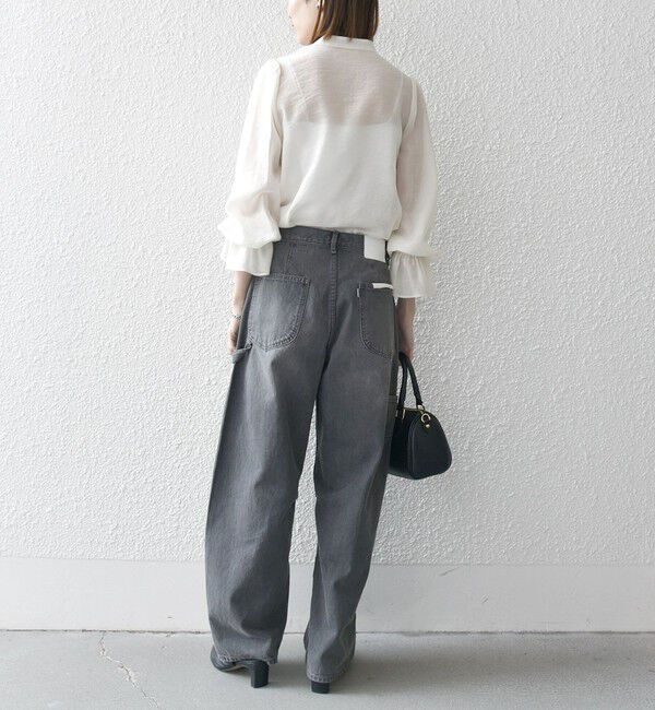 SHIPS any「SHIPS any:〈手洗い可能〉シアー フリル バンドカラー シャツ ブラウス」|シャツ・ブラウス|