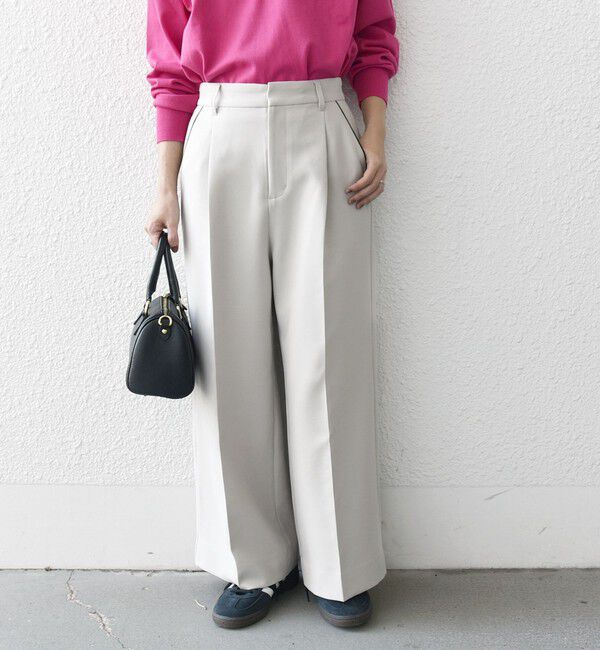 SHIPS any「SHIPS any:〈洗濯機可能〉ダブルクロス クロップド ワイド パンツ ［NAVY BLUE］」|その他|ベージュ