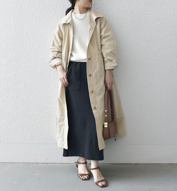 SHIPS any「SHIPS any:〈洗濯機可能〉スタンドカラー ドロスト ギャザー ロング コート」|その他|ベージュ