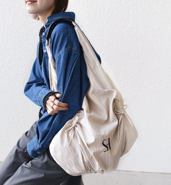 SHIPS for women「【WEB限定】ストライプ ドロスト バッグ」|トートバッグ|