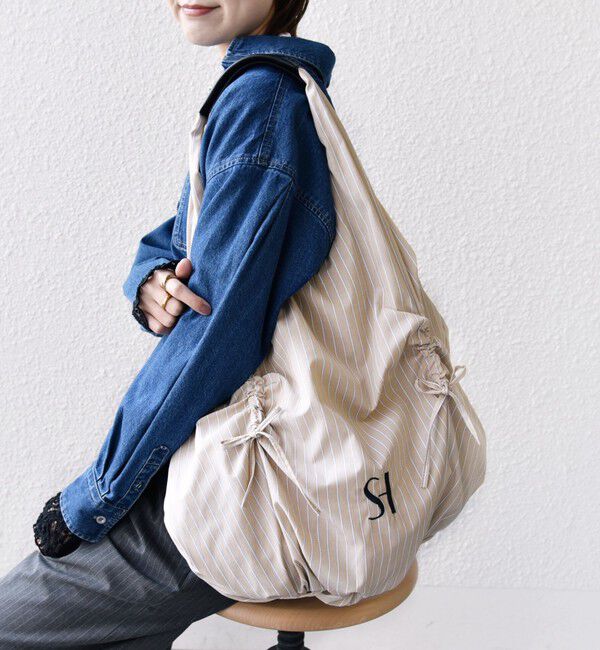 SHIPS for women「【WEB限定】ストライプ ドロスト バッグ」|トートバッグ|