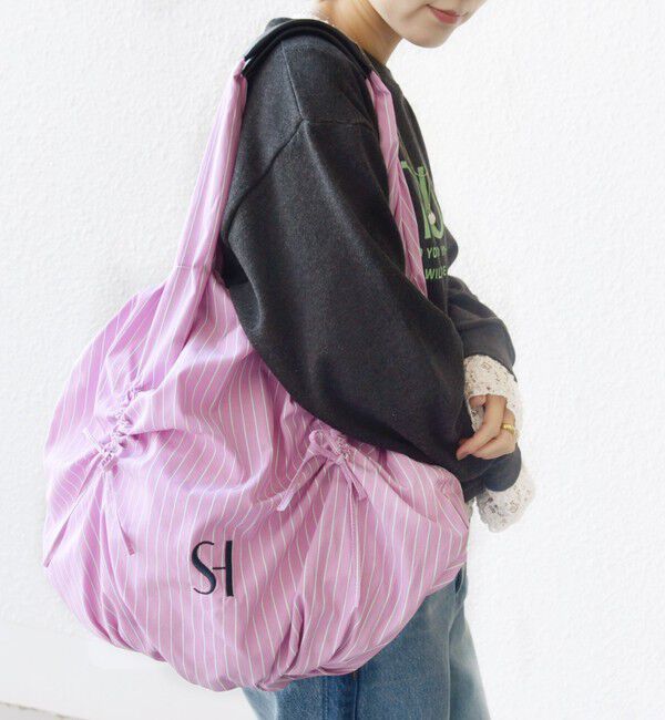 SHIPS for women「【WEB限定】ストライプ ドロスト バッグ」|トートバッグ|ピンク系