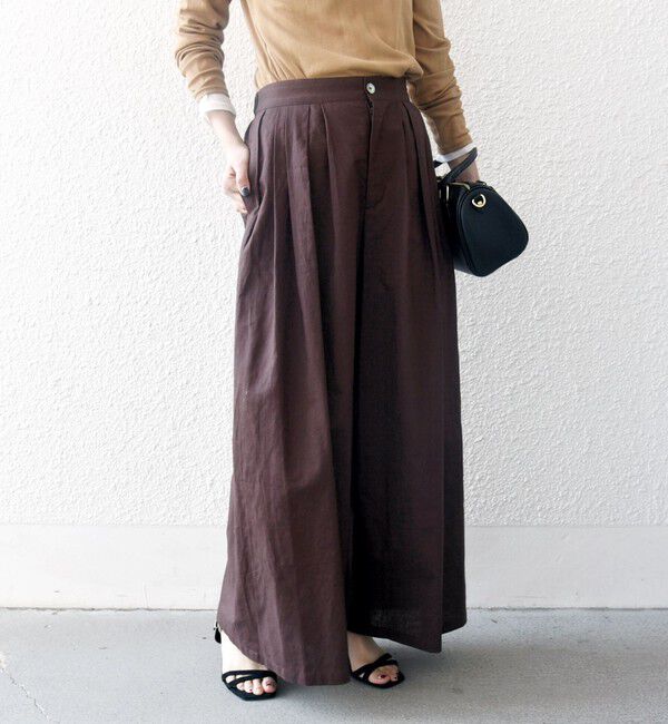 SHIPS any「SHIPS any:〈洗濯機可能〉リネン ミックス タック フレア ワイド パンツ」|その他|