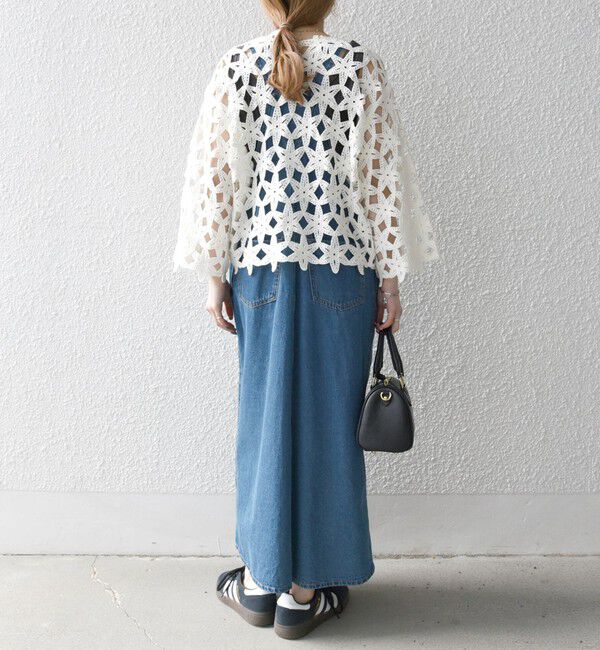 SHIPS any「SHIPS any:〈手洗い可能〉フラワー クロシェ レース カーディガン」|カーディガン|