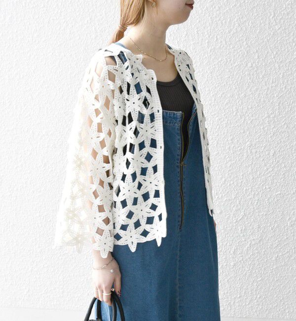 SHIPS any「SHIPS any:〈手洗い可能〉フラワー クロシェ レース カーディガン」|カーディガン|