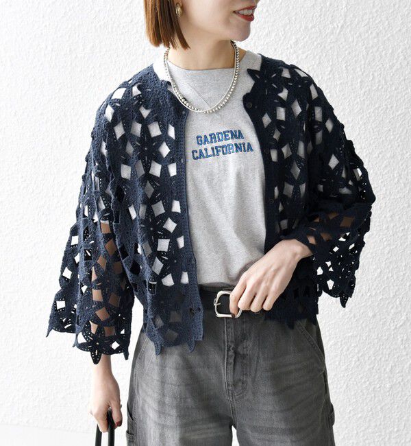 SHIPS any「SHIPS any:〈手洗い可能〉フラワー クロシェ レース カーディガン」|カーディガン|