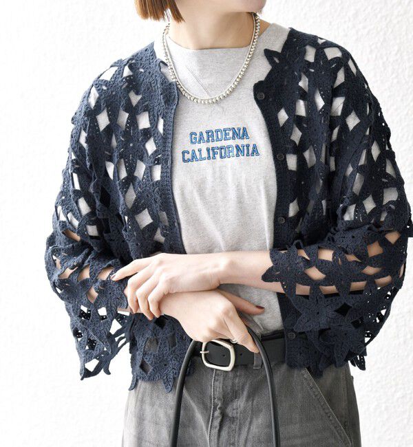 SHIPS any「SHIPS any:〈手洗い可能〉フラワー クロシェ レース カーディガン」|カーディガン|