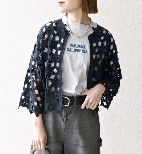 SHIPS any「SHIPS any:〈手洗い可能〉フラワー クロシェ レース カーディガン」|カーディガン|