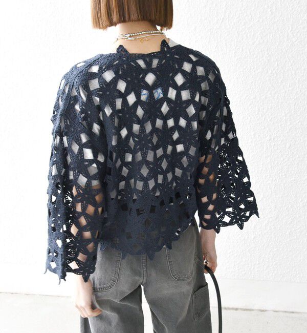 SHIPS any「SHIPS any:〈手洗い可能〉フラワー クロシェ レース カーディガン」|カーディガン|